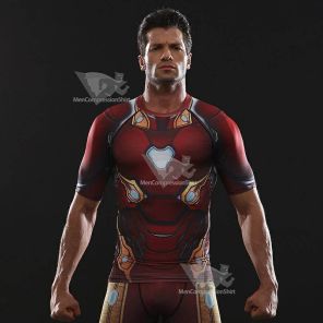 Avengers 3 Tony Stark Man Short Sleeve Compression Shirt