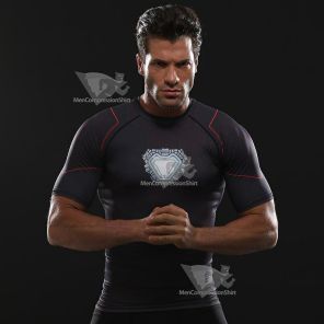 Avengers 3 Tony Stark Men Short Sleeve Compression Shirt