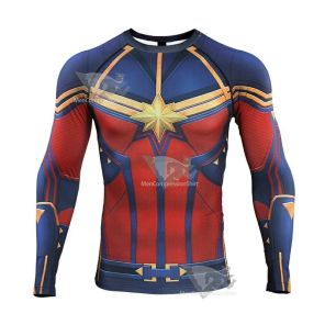Avengers 4 Carol Danvers Long Sleeve Compression Shirt