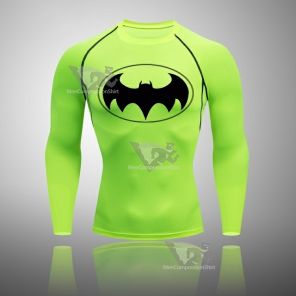 Batman Hero Mens Long Sleeve Compression Shirt Light Green