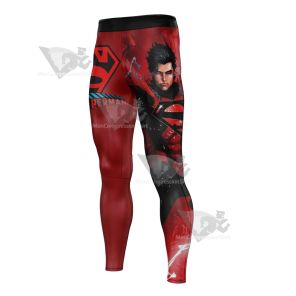 Black Suit Version Of Superman Red Men Compression Legging