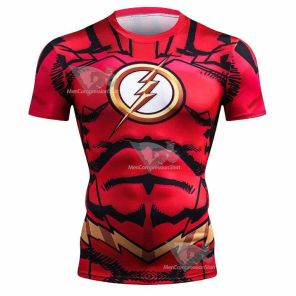 Cartoon Barry Allen Short Sleeve Compression Shirt For Men