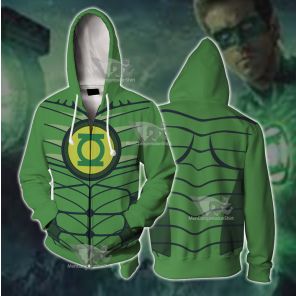 Dc Green Lantern Line Cosplay Zip Up Hoodie
