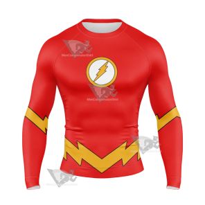 Dc The Flash Lightning Belt Cosplay Long Sleeve Compression Shirt