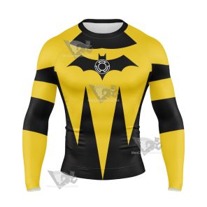 Dc Yellow Lantern Batman Cosplay Long Sleeve Compression Shirt