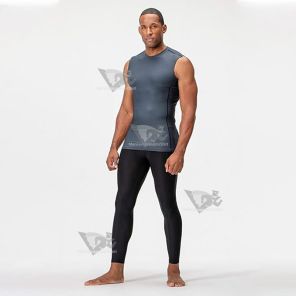 Grey Mens Athletic Compression Shirts Sleeveless