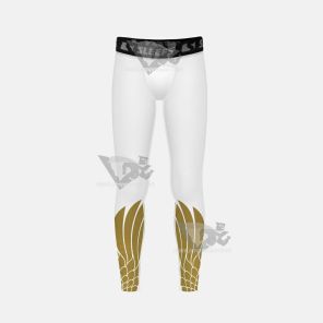 Icarus White And Gold Kids Compression Tights Leggings