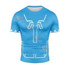 Legend Of Zelda Link Blue Short Sleeve Compression Shirt