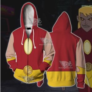 Legion Of Superheroes Sun Boy Back Red Cosplay Zip Up Hoodie