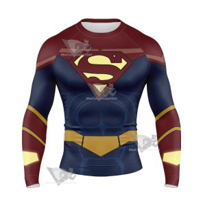 Legion Of Superheroes Superman X Red Long Sleeve Compression Shirt