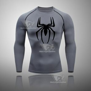 Long Sleeve Spider Long Sleeve Compression Shirt Grey