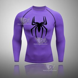 Long Sleeve Spider Long Sleeve Compression Shirt Purple