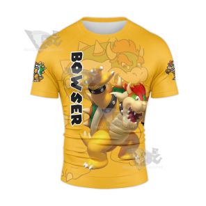 Mario Sports Bowser Yellow Rash Guard Compression Shirt