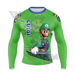 Mario Sports Luigi Green Long Sleeve Compression Shirt