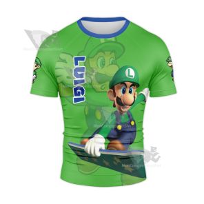 Mario Sports Luigi Green Rash Guard Compression Shirt