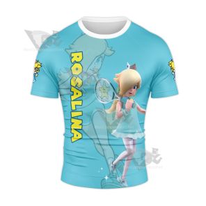 Mario Sports Rosalina Play Tennis Rash Guard Compression Shirt