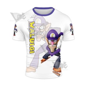 Mario Sports Waluigi White Rash Guard Compression Shirt