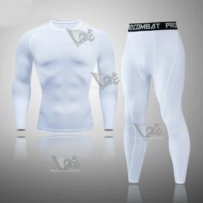 Mens Basic Long Sleeve Quick Dry Compression Set White