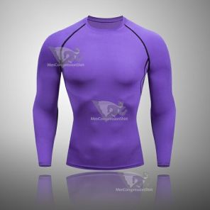 Mens Purple Compression Basic Long Sleeve Compression Shirt