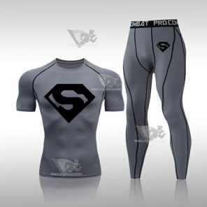 Mens Super Hero Muscle-Fit Quick Dry Compression Set Grey