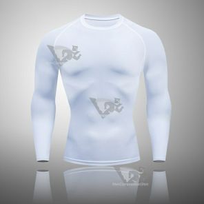 Mens White Compression Basic Long Sleeve Compression Shirt