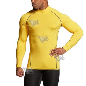 Mens Yellow Color Long Sleeve Compression Shirts