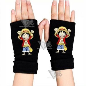 One Piece Anime Gloves Chibi Luffy Black