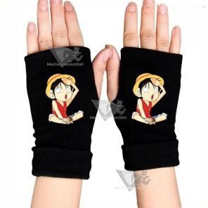 One Piece Anime Gloves Funny Luffy Black