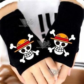 One Piece Anime Gloves Straw Hat Emblem Black