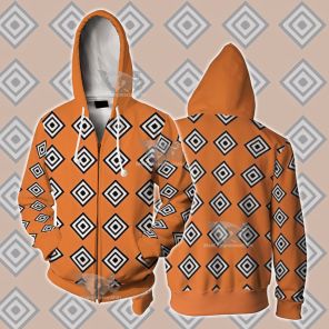 One Piece Jinbei Orange Outfit Cosplay Zip Up Hoodie
