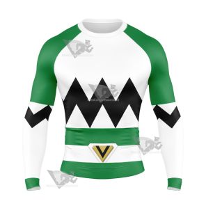 Power Rangers Lost Galaxy Episode Green Long Sleeve Compression Shirt