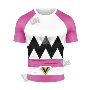 Power Rangers Lost Galaxy Episode Pink Short Sleeve Compression Shirt