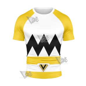Power Rangers Lost Galaxy Yellow Short Sleeve Compression Shirt