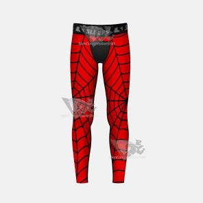 Red Web Pattern Kids Compression Tights Leggings