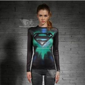 Supergirl Tie-Dyeblack Compression Long Sleeve Rash Guard