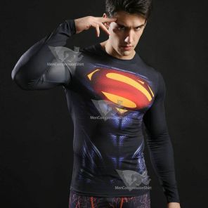 Superhero Kent Long Sleeve Compression Shirt For Men