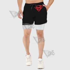 Superhero Superman Symbol Black Men Compression Gym Short