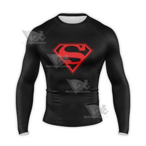 Superman Black Long Sleeve Compression Shirt