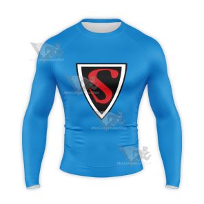 Superman Black Red Icon Long Sleeve Compression Shirt