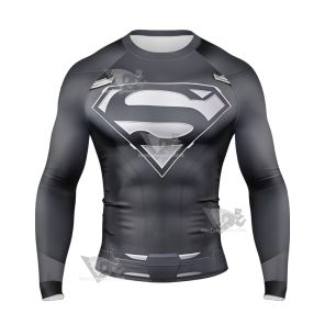 Superman Clark Black Jumpsuit Long Sleeve Compression Shirt