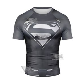 Superman Clark Black Jumpsuit Short Sleeve Compression Shirt