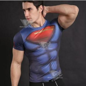 Superman New 52 Compression Short Sleeve Rashguard