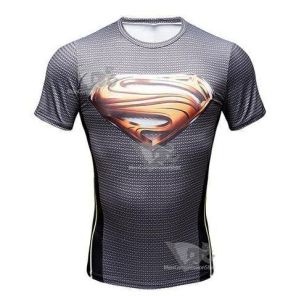 Superman Smallville Gold S Compression Short Sleeve Rash Guard