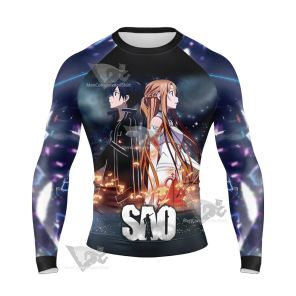 Sword Art Online Kirito And Ggo Asuna Long Sleeve Compression Shirt