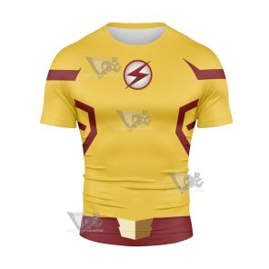The Flash Season 3 Wallace Rudolph Wally West Short Sleeve Compression Shirt