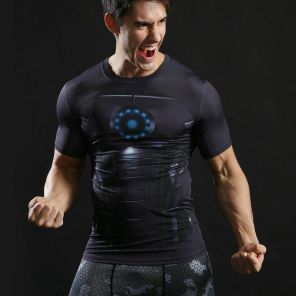 Tony Stark Short Sleeve Man Compression Shirt