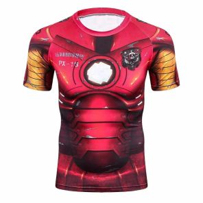 Tony Stark Short Sleeve Red Compression Shirt For Men