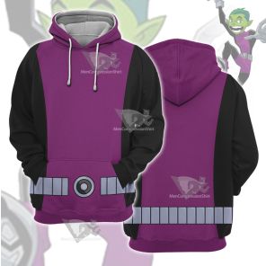 Young Justice Beast Boy Purple And Black Cosplay Hoodie