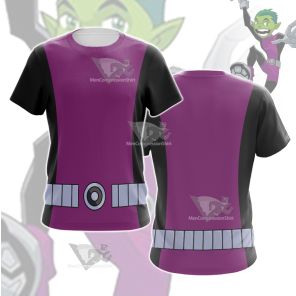 Young Justice Beast Boy Purple And Black Cosplay T-Shirt