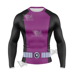 Young Justice Beast Boy Purple And Black Long Sleeve Compression Shirt